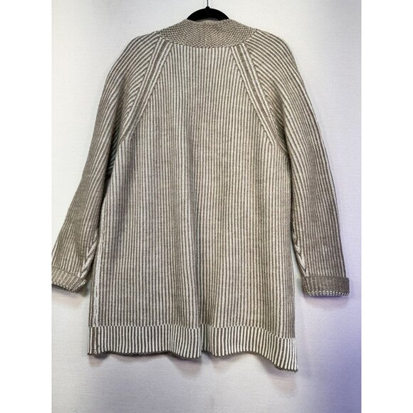 Elisabetta Collection Womens Cardigan Sweater 2X Beige Striped Made In Italy - Picture 10 of 13